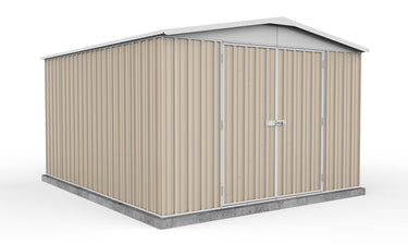 Absco 3.00mW x 3.66mD x 2.06mH Regent Double Door Garden Shed - Classic Cream - Shed City